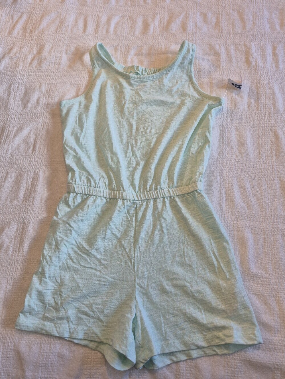 Old Navy girls Large or 10/12 mint romper couple tiny faint spots pictured NWT